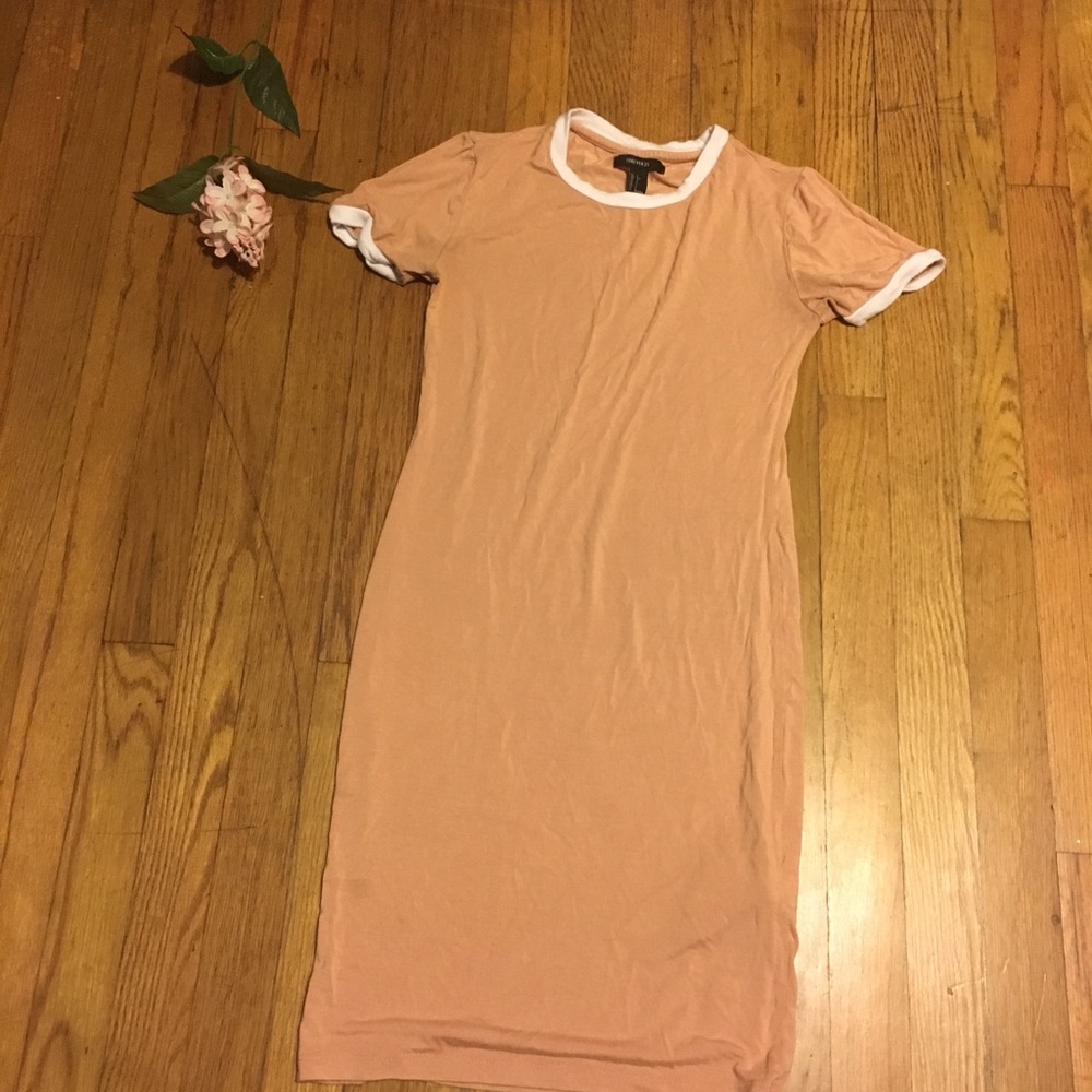 Pink and white t-shirt dress